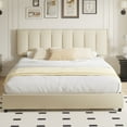 thumbnail image 5 of VECELO Upholstered Bed Frame with 4 Storage Drawers, King Size Modern Platform Bed Frame with Adjustable Headboard, No Box Spring Needed, Beige, 5 of 8
