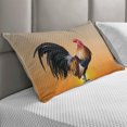 thumbnail image 2 of Rooster Quilted Pillowcover, Animal Cockerel on Sunrise Farmhouse Harvest Season Rural Pastoral Nature Scenery, Standard King Size Accent Pillow Cover for Bedroom, 36" x 20", Multicolor, by Ambesonne, 2 of 2