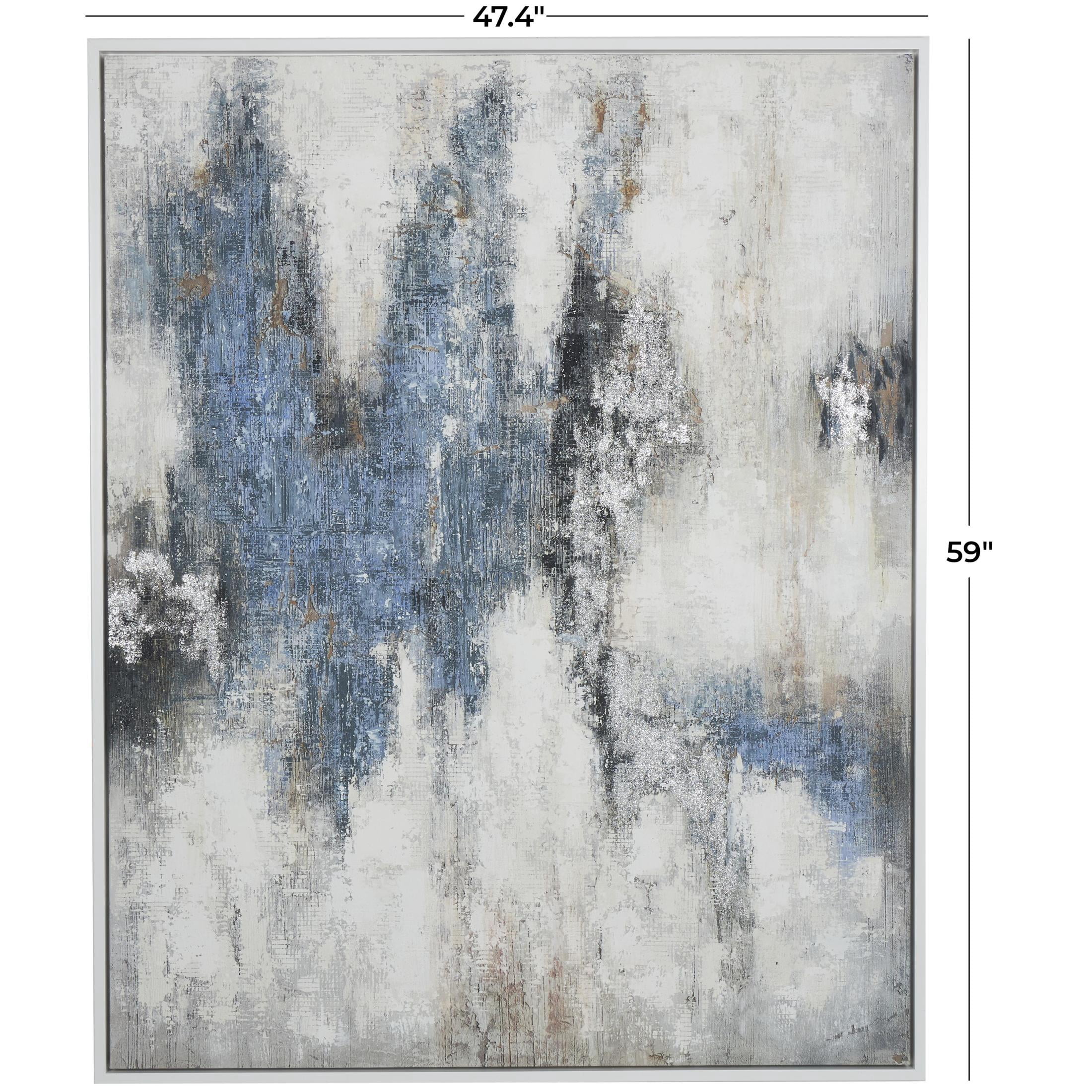 47" x 59" Abstract Framed Wall Art with Silver Foil Accents, by DecMode