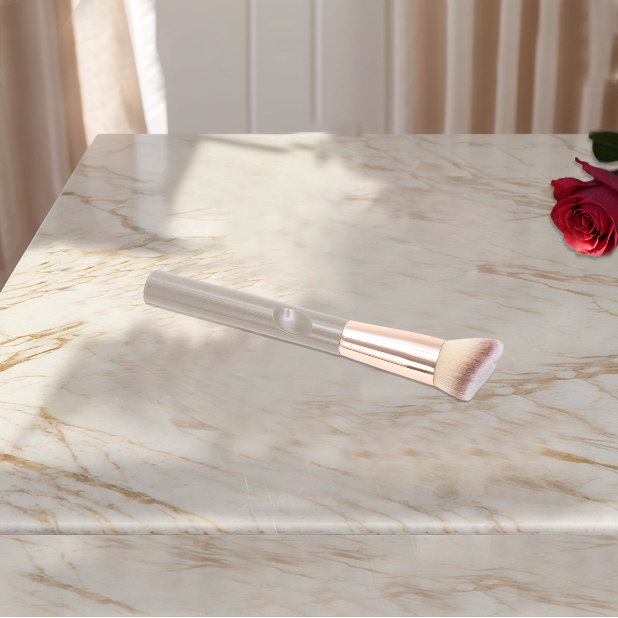 Unique Bargains 1 Pc Durable Angled Foundation Brush Light Coffee Color