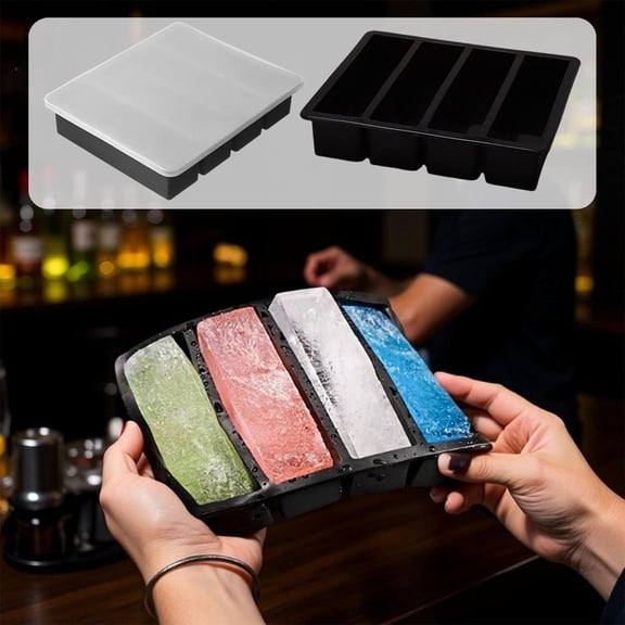 Large Ice Cube Silicone Tray with Lid, Food Grade Big Ice Cube Mold for Whiskey, Cocktails, Baby Food and Freezer Storage