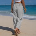 thumbnail image 6 of Bovxnpu Womens Cotton Linen Pants Women Stripe Elastic Waist Drawstring Shorts with Pockets Ankle Shorts, 6 of 7
