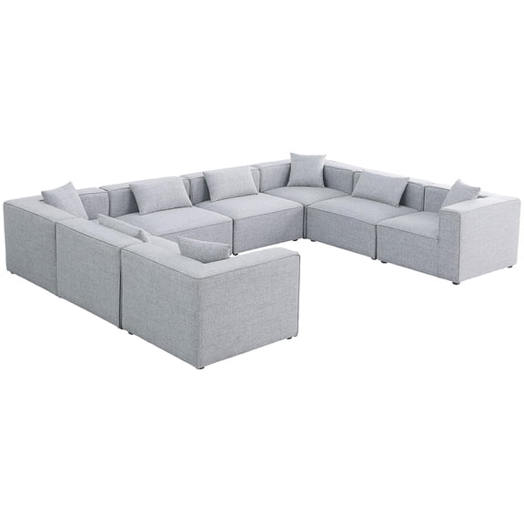 Meridian Furniture Cube Grey Durable Linen Modular Sectional
