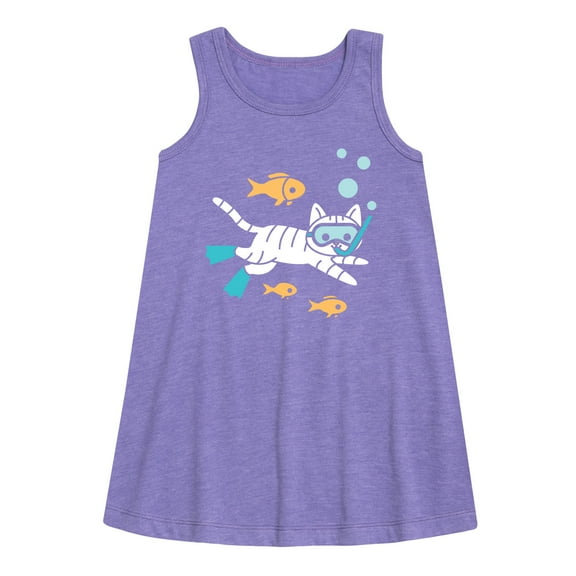 Instant Message - Snorkel Cat - Toddler & Youth Girls A-line Dress