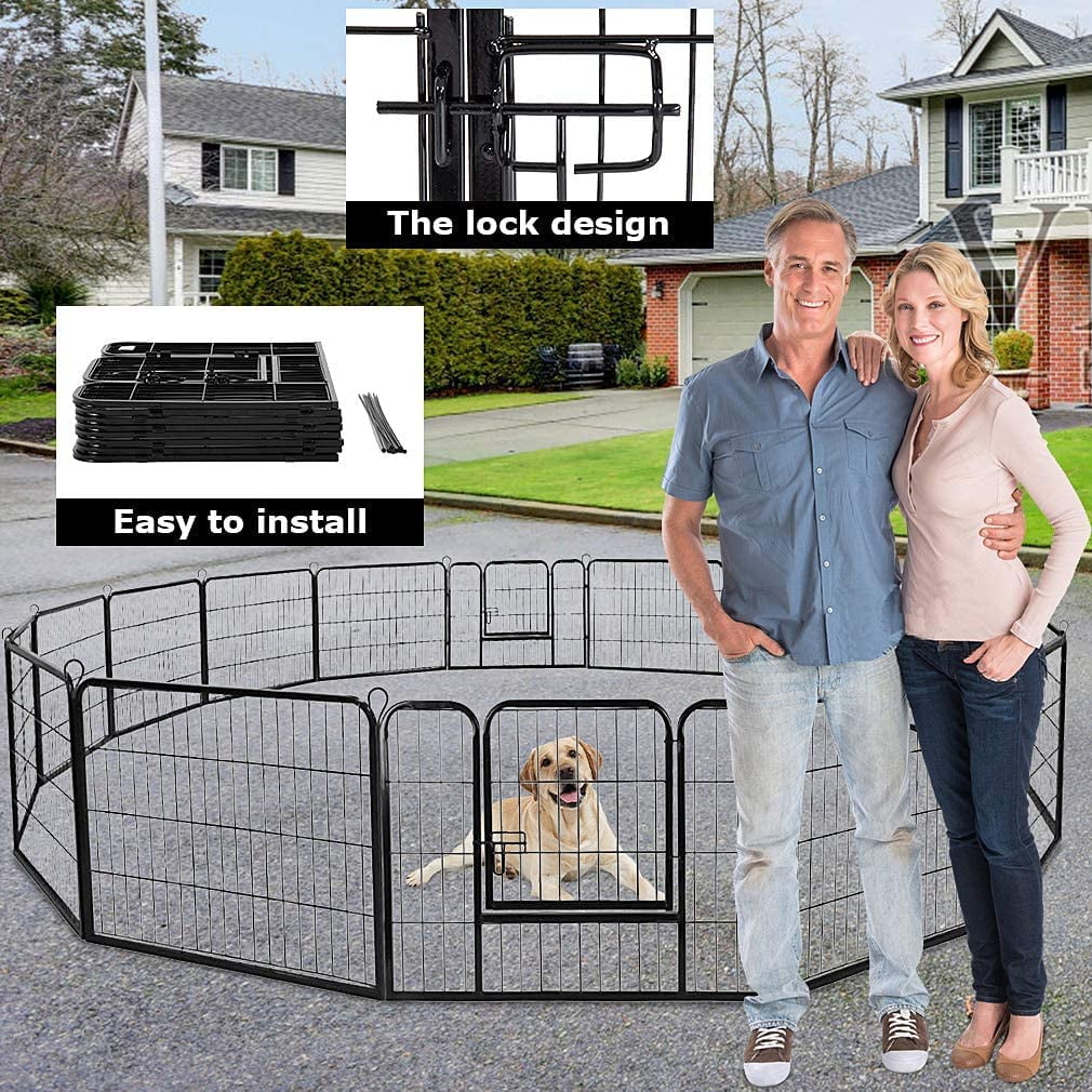 BestPet Dog Playpen Pet Dog Fence 32"Height 16 Panels Metal Dog Pen