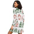 thumbnail image 2 of FORMRS Womens Long Sleeve Nightgowns Crew Neck Sleep Shirt Soft Pajamas Sizes S-3XL, White Christmas House, 2 of 8