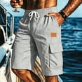 thumbnail image 2 of Men's Quick-Dry Cargo Shorts - Multi-Pocket Casual Beach Shorts - Relaxed Fit Drawstring Walking Shorts for Summer Outdoor & Hiking Light Gray XXXL, 2 of 7