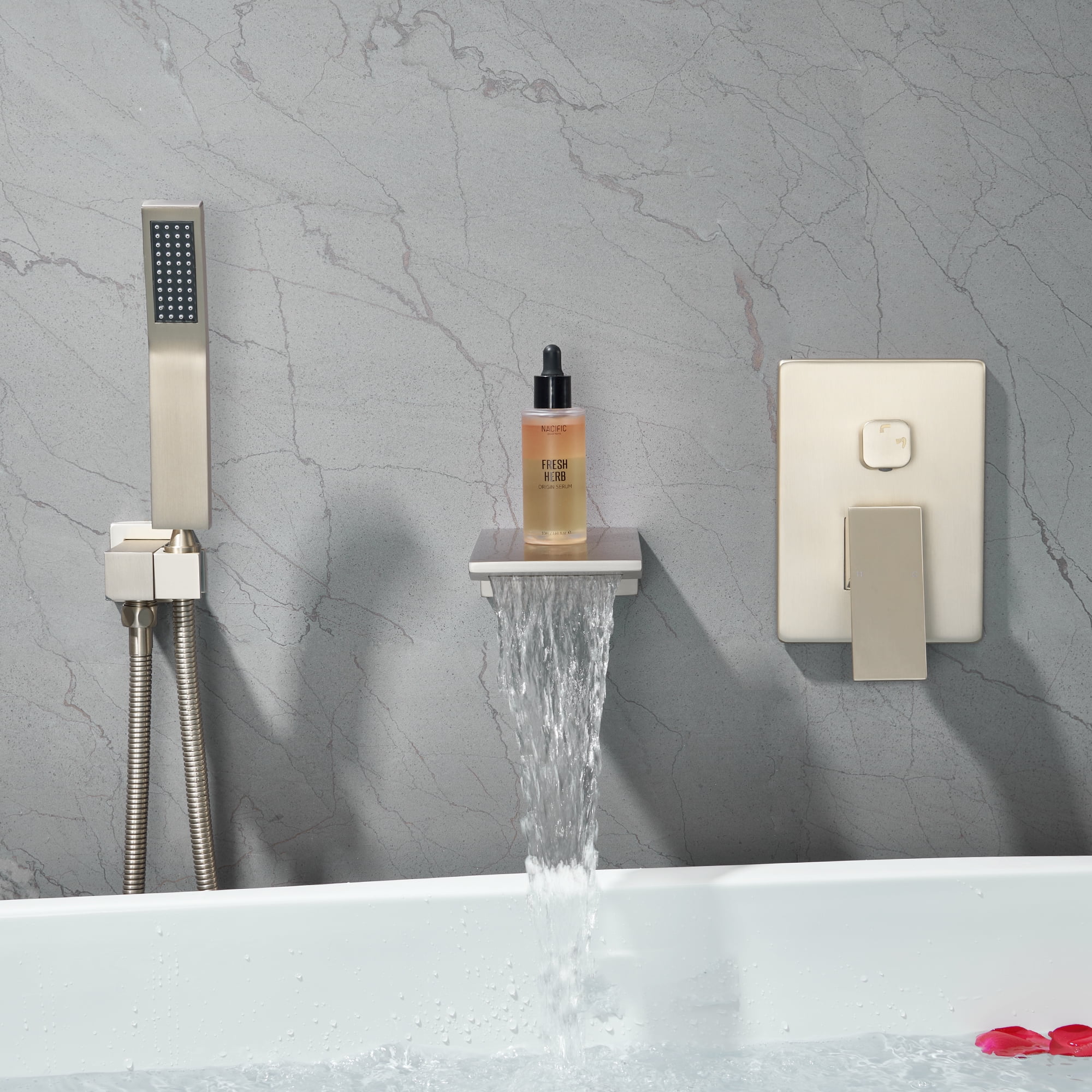 Tub Shower Faucets Sets Complete Brushed Gold Bathtub Shower System with Tub Spout, Bathtub Faucet Set Tub and Shower Faucet Combo Trim Kit with Rough-in Valve