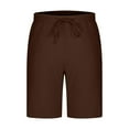 thumbnail image 4 of XPMWRP Men's SportsWear Shorts Casual Elastic Waist Drawstring Straight Leg Shorts Solid Color Pocket Shorts Brown XXXXXL, 4 of 6