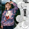 thumbnail image 6 of COEQINE Girls Polyester Sweatshirt, Quarter Zip Pullover Long Sleeve Loose Fit T-Shirts, Printed Casual Wear Tees for Kids and Youth 5-6 Years, Cardinal Plum Blossom, 6 of 7