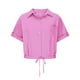 thumbnail image 4 of Vestidos Casuales Para Mujer, Blusas De Mujer De Moda Conjunto de blusa y pantalones cortos de lino para mujer, con solapa, manga corta y botones sueltos, para verano, 4 of 7