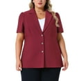 thumbnail image 1 of Blazers de Talla Grande para Mujeres GRACE & GRANDEUR de Un Solo Botón con Solapa Notch y Manga Corta 1X Burdeos, 1 of 1