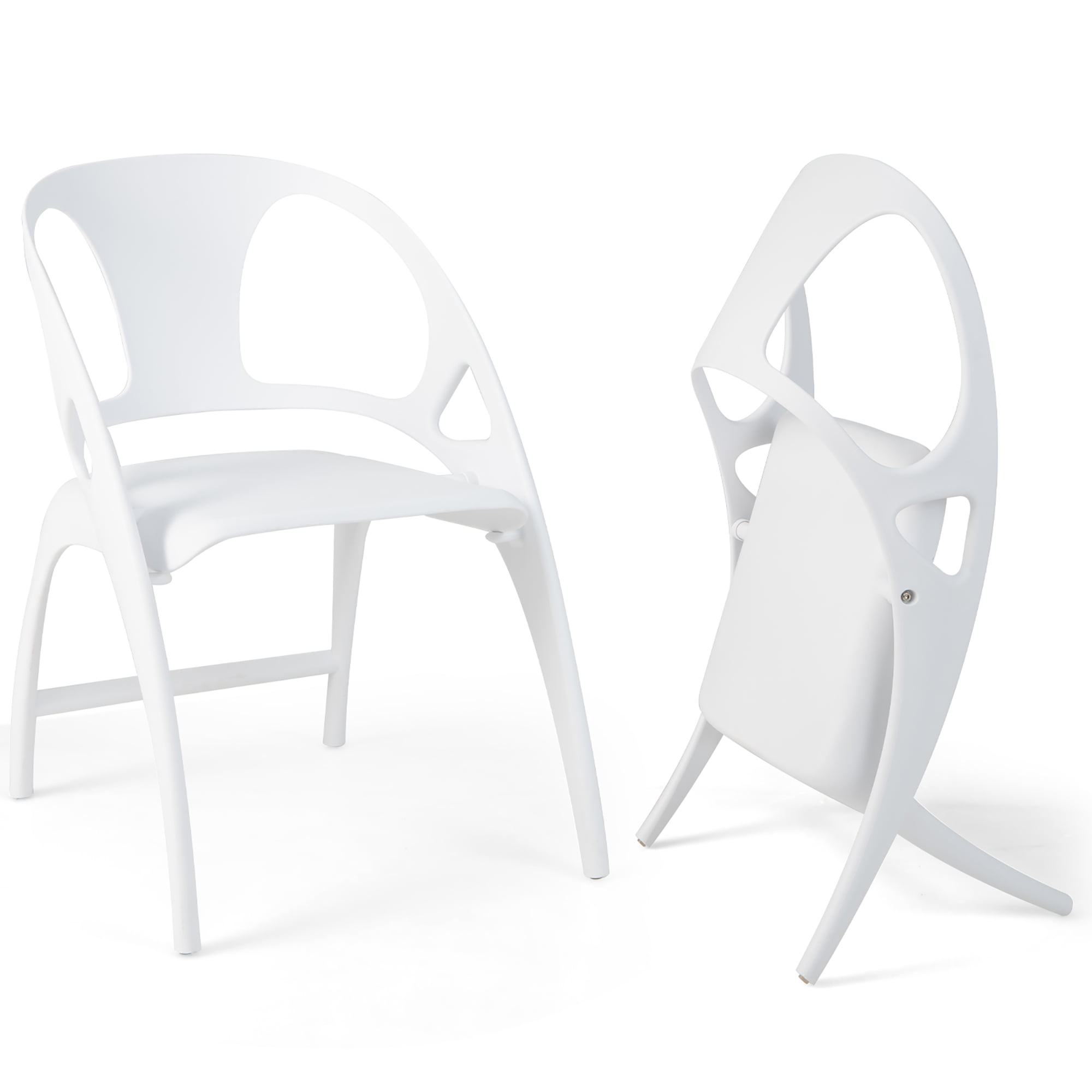 Costway Set of 2 Folding Dining Chairs Modern PP Dining Chairs Indoor