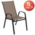 thumbnail image 3 of Flash Furniture 5 Pack Brazos Series Brown Outdoor Stack Chair with Flex Comfort Material and Metal Frame, 3 of 15