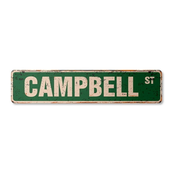 CAMPBELL Vintage Aluminum Street Sign Childrens Name Room Metal Sign rustic metal tin | Indoor/Outdoor | 18" Wide