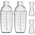 thumbnail image 1 of 4 pcs Clear Cocktail Shaker Set 2 pcs Plastic bar Shaker with 2 pcs Plastic Cocktail Double Measuring Jigger, 1 of 6