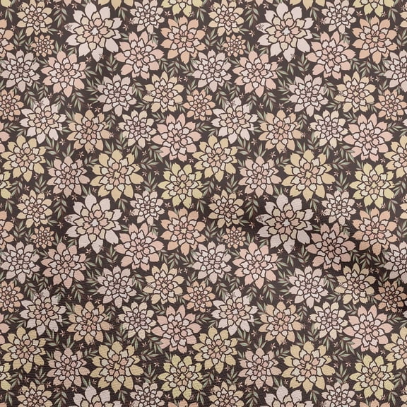 oneOone Georgette Viscose Brown Fabric Floral Retro Quilting Supplies Print Sewing Fabric By The Yard 42 Inch Wide