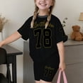 thumbnail image 2 of Ruiwill Big Girls Outfit Set Size 9-10 Years Letter Print Short Sleeve Crewneck Tops With Shorts Set Summer School Casual Soft Girls Outfit Black, 2 of 4