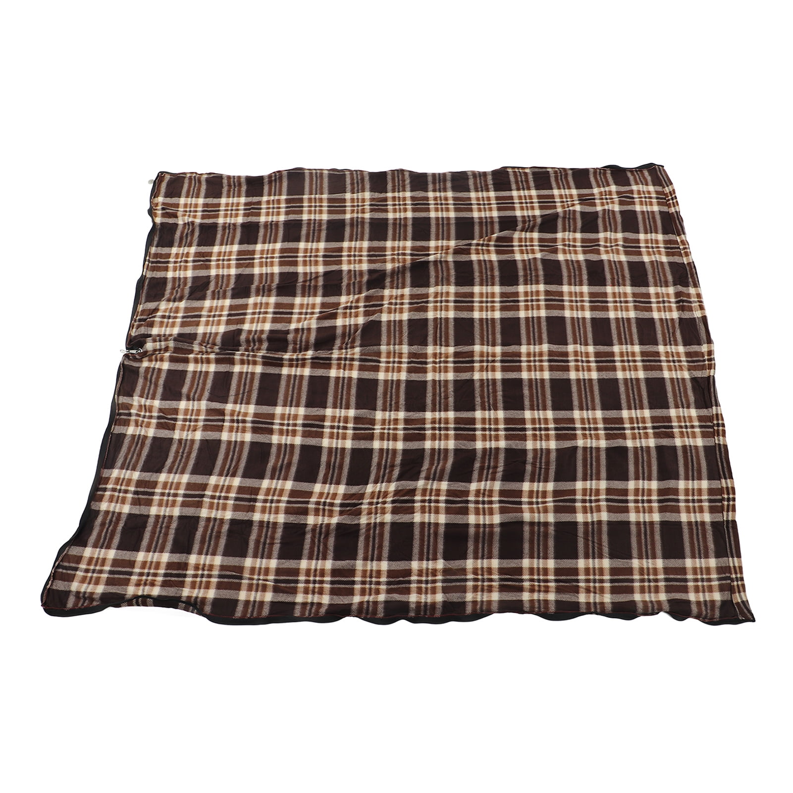 YAHHU Adult Fleece Sleeping Bag Portable Warm Lightweight Liner for Outdoor Camping Hiking Climbing Backpacking and Travel - Coffee Grid (70.8 in x 29.5 in)