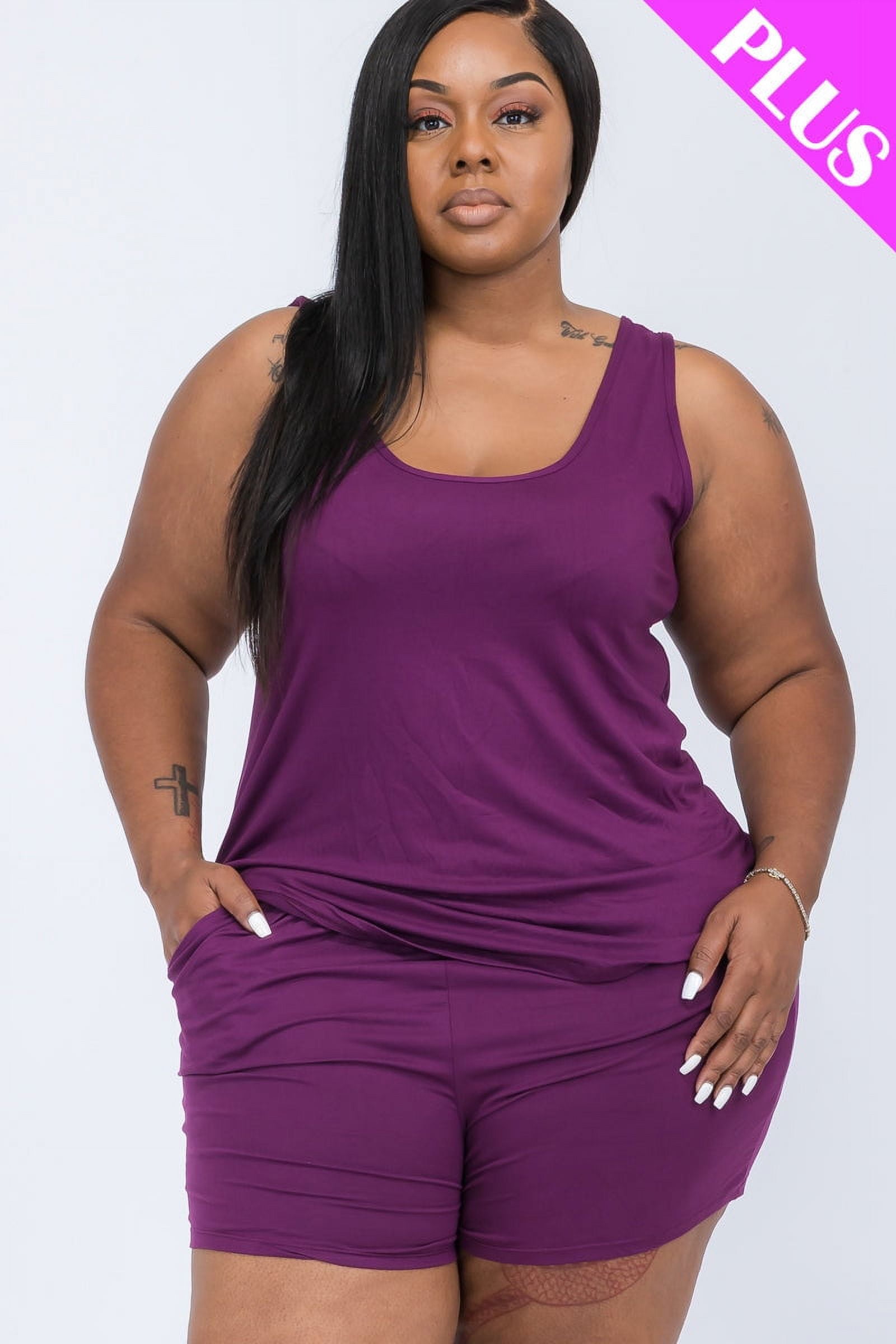 Comfortable Tank Top and Shorts Set in Plus Size
