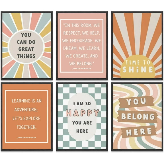 Boho Inspirational Posters Wall Art Positive Affirmations Growth Mindset Canvas Wall Decor Pictures Modern Classroom School Posters Wall Prints for Children's Room nursery School 8x10in Unframed