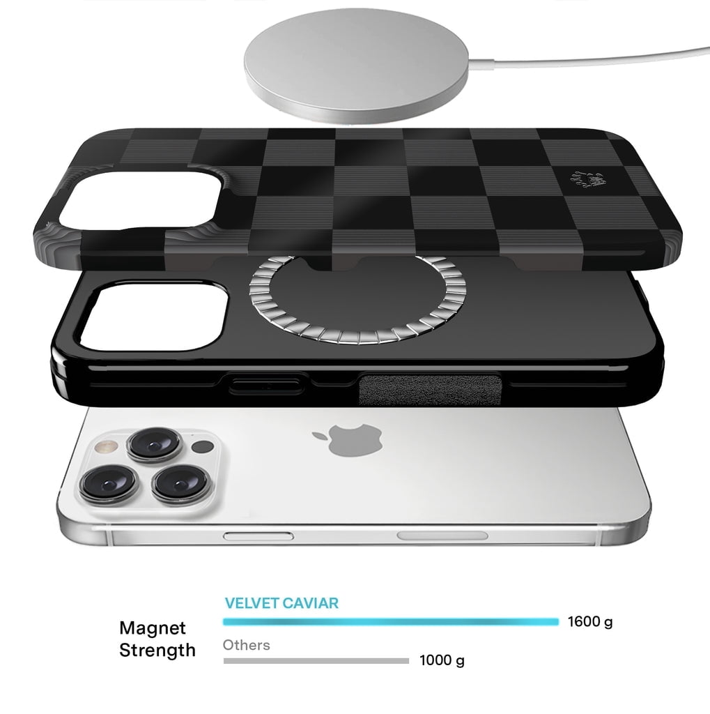 Velvet Caviar iPhone 12 / iPhone 12 Pro Case Black Checkered - MagSafe Compatible - Cute Protective Cases for Women for Women - Black Grey Checkerboard