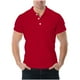 thumbnail image 1 of Camisas Elvqul para Hombre Manga Corta de Color Sólido Rojo Casual Abotonada Solapa, 1 of 5