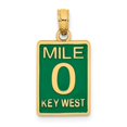 thumbnail image 1 of FB Jewels 14K Yellow Gold Enamel Mile Marker 0 Key West Green Pendant, 1 of 1