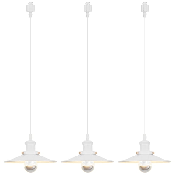 Kiven Anti Glare H-Type Track Lighting Pendants, 3-Light h Track Pendant Lights, Industrial H Track Light Pedant for Kitchen Island Restaurant Hallway, White