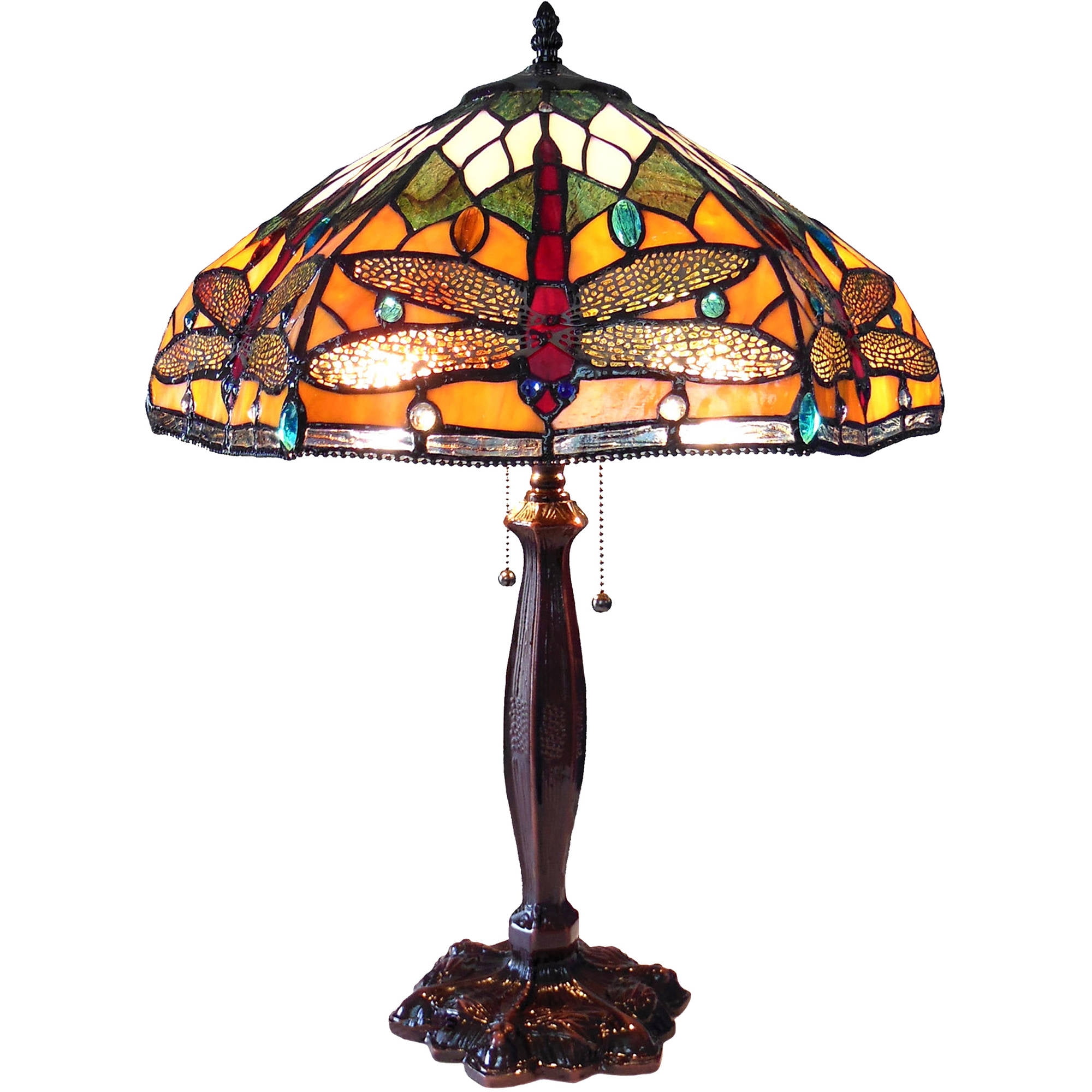 Chloe Lighting Pantala TiffanyStyle 2Light Dragonfly Table Lamp with 18" Shade