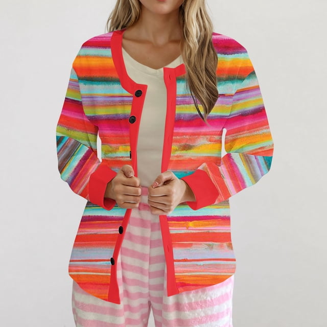 Puntoco Chaqueta Tipo Cárdigan Informal Con Botones Y Estampado Navideño Para Mujer