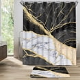 thumbnail image 4 of FRAMICS Black Gold Marble Shower Curtain Sets with Rugs, 16 Pc Modern Abstract Bathroom Sets, Waterproof Fabric Bathroom Curtain Decor with Hooks, 4 of 9