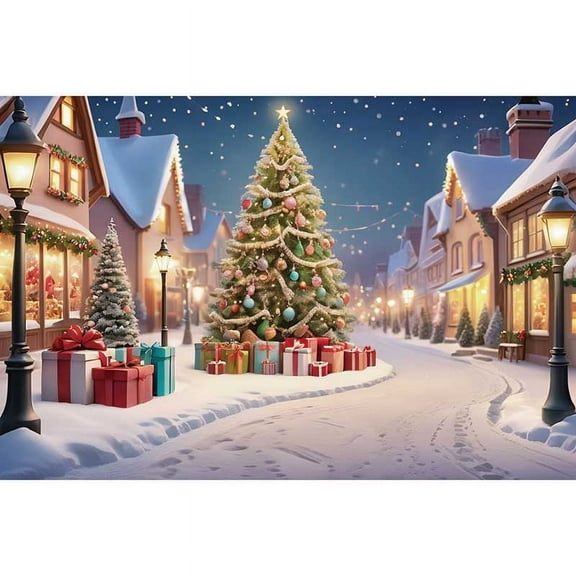 2025 Christmas Winter Village Street Photography Backdrop Child Xmas New Year Photo Background Studio Photobooth Props
