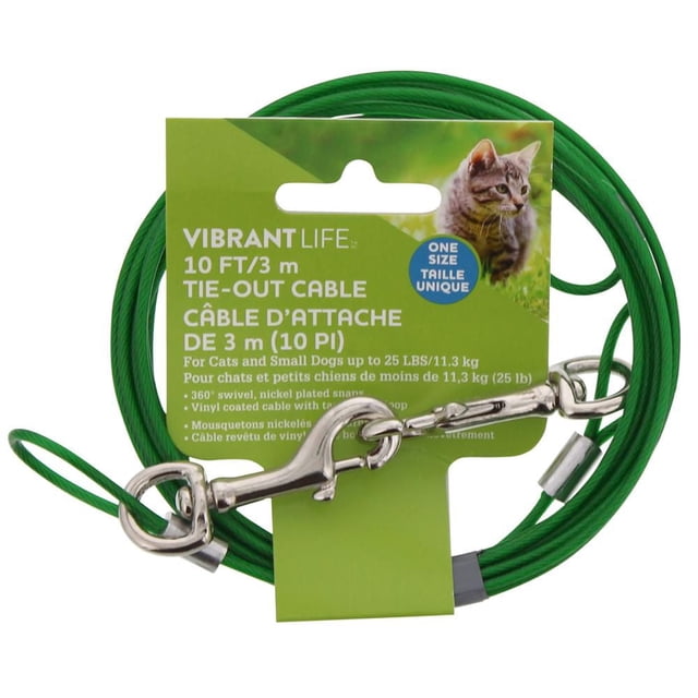 Vibrant Life 10 ft/3 m Cat and Small Dog Tie Out Cable
