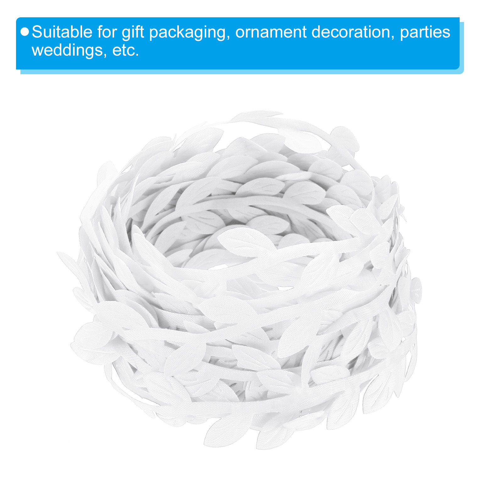 Unique Bargains Leaf Ribbon for Christmas Wreath Making Gift Wrapping Wedding White