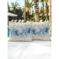 thumbnail image 4 of Outdoor Pillows Waterproof, Blue Spring Floral Throw Pillows with Inserts Included, Hydrangea Eucalyptus Leaves Botanical Rustic Indoor Outdoor Decorative Lumbar Pillow for Bed/Couch 16"x16", 2Pcs, 4 of 8