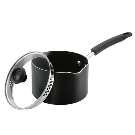 Heavyweight Aluminum Saute Pan - Farberware Aluminum Covered 3 Quart Non-Stick Black Straining Sauce Pan