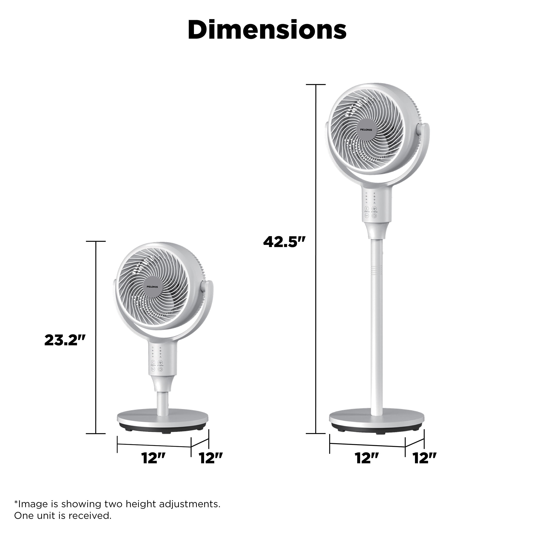 PELONIS Oscillating Pedestal Fan with Remote Standing Fan for Bedroom 3 Speeds 23 dB Ultra Quiet 80 ft Airflow