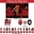 thumbnail image 2 of 32 Pcs For Chucky Theme Birthday Party Supplies Party Favor Set,With 13 Cupcake Toppers,18 Balloons,5*3ft Birthday Backdrop Decorations, All-in-One Kids Party Supply Set, 2 of 4
