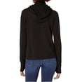 thumbnail image 2 of Danskin Womens Double Collar Full Zip Hooded Jacket, Salt Black, XX-Large, 2 of 2