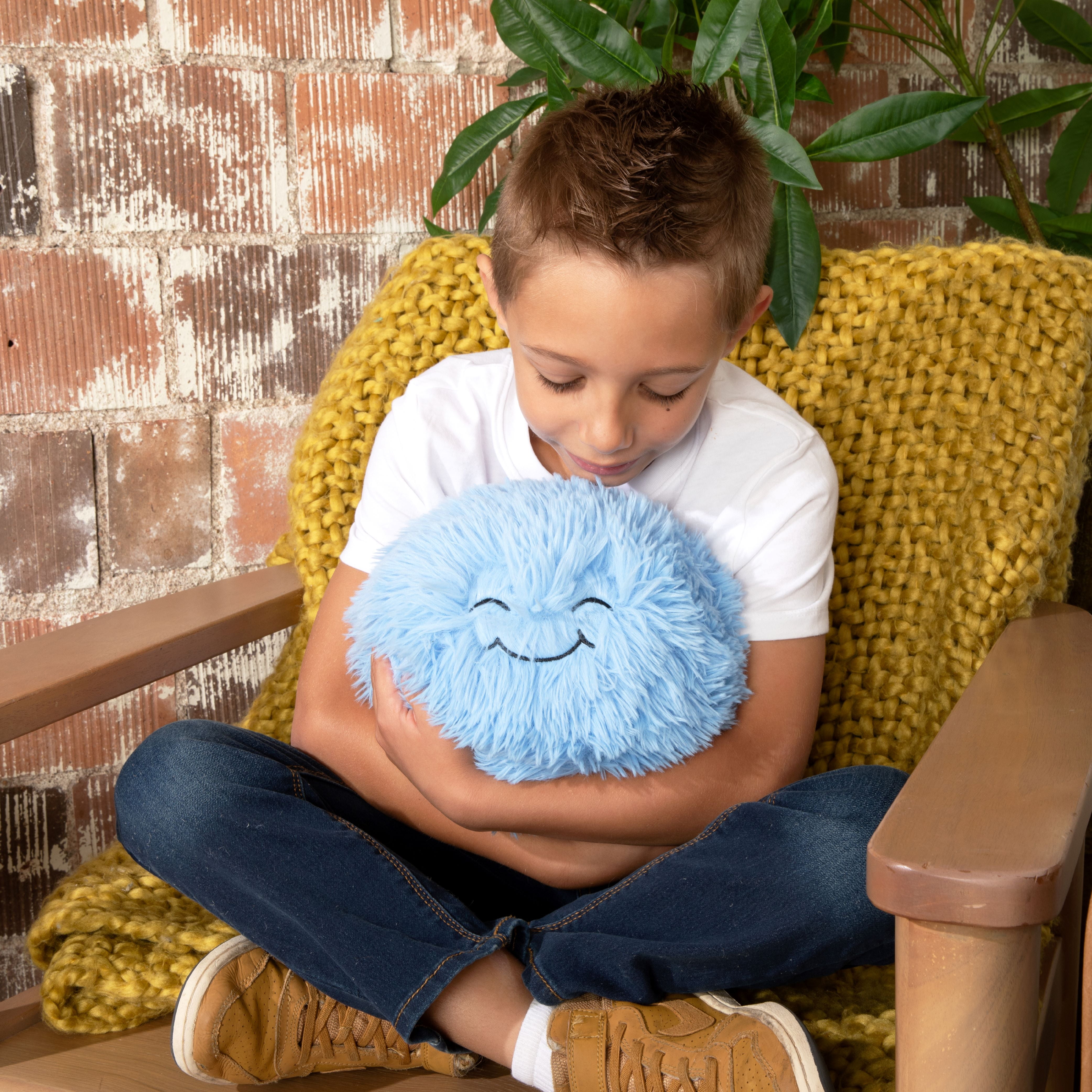 The Hug Ball from Hugimals - 3 lb Weighted Ball for Sensory Play - Blue Plush with Fun “Sweet/Silly” Faces - for Emotional Regulation, Social Emotional Learning, Relaxation, Comfort, Education Age 2+