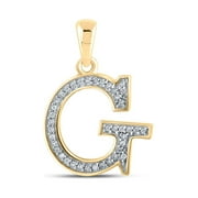 Macey Worldwide Jewelry 10k Yellow Gold Diamond Initial G Letter Pendant 1/12 Ctw