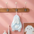 thumbnail image 5 of Cute Bunny Coral Fleece Bath Towel, Absorbent Soft Towel with Hanging Lanyard for Kitchen Bathroom Use Towel Holder, 5 of 7