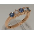 thumbnail image 2 of LBG British Made 9k Rose Gold Natural Sapphire & Cultured Pearl Womens Eternity Ring - 33 size options - Size 6.5, 2 of 8