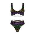 thumbnail image 4 of Rocae Mardi Gra Geometric for Bikini Set for Women Two Piece Sexy High Swimsuits Split Crossover Bikini Small, 4 of 9
