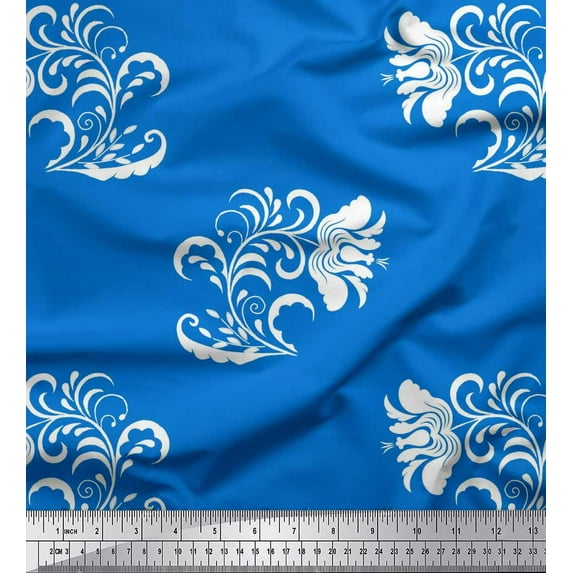 Soimoi Rayon Fabric Leaves & Floral Artistic Print Fabric by the Yard 56 Inch Wide