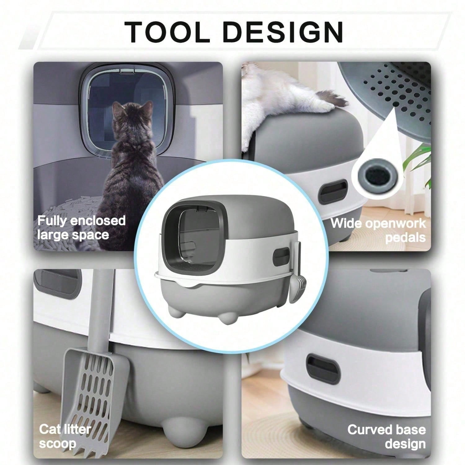 Detachable Cat Litter Box – Portable Enclosed Toilet with Lid & Scoop, Large Space Plastic Design for Easy Cleaning & Odor Control