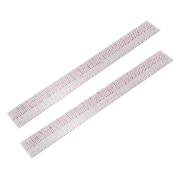 2X Herramienta de Dibujo Regla de Plastico Blando Paralela de Angulos Cuadrados Rosado