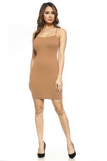 K-Cliffs Women's One Size Solid Seamless Long Strapless Cami Top or Dress Camel, 95% Polyester, 5% Spandex