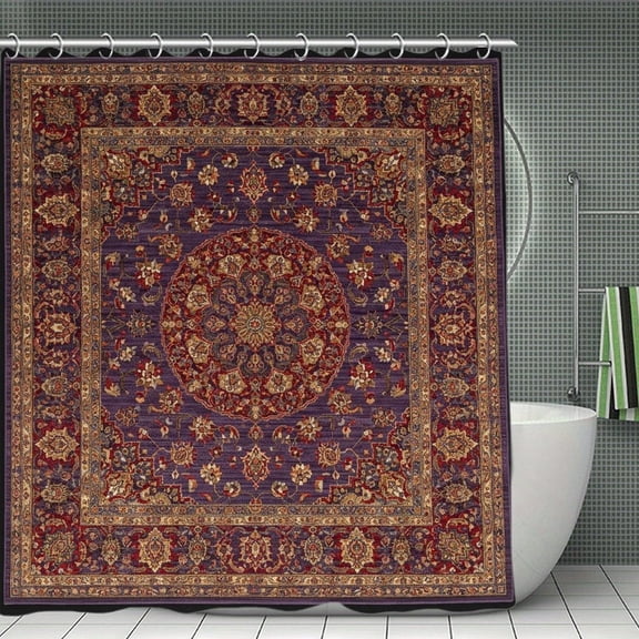 Boho Indian Ethnic Print Shower Curtain,Modern Fabric Waterproof Shower Curtain Set with Hooks 70.8×70.8Inch (180×180cm)